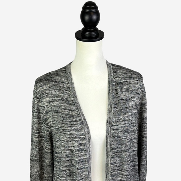 Talbots Lightweight Marled Duster Cardigan Size L Open Front Knee Length Slits - Picture 3 of 13